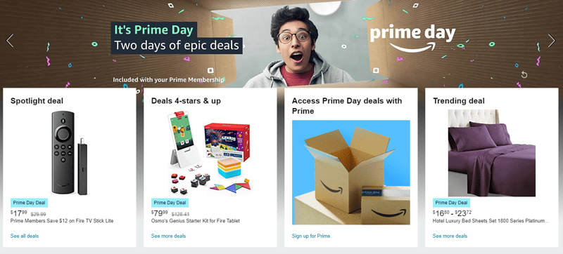 amazon prime day deal homepage