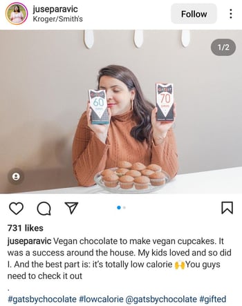 gatsby chocolate instagram post