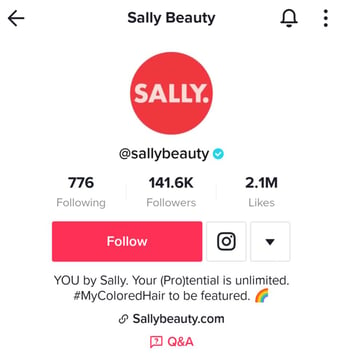 Sally Beauty tiktok Bio hashtag