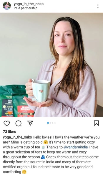 example of instagram's paid partnership label in a gifted post