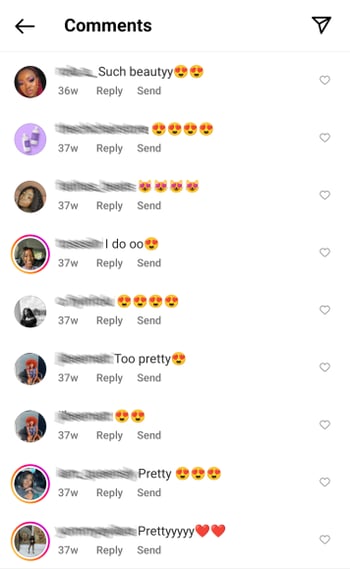 examples of spam comments from fake followers on instagram