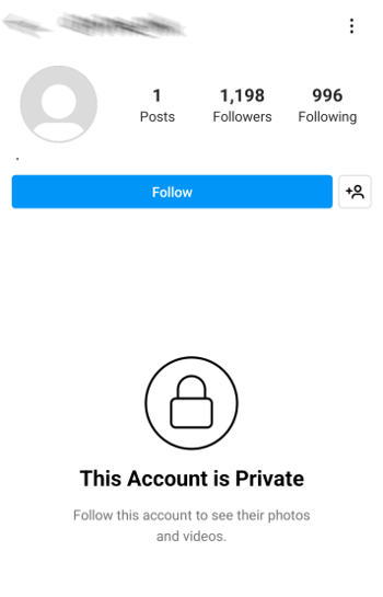 example of a bot account on instagram