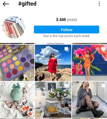 gifted hashtag example on Instagram