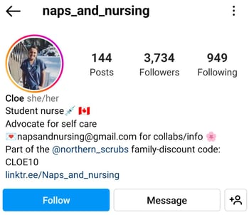 Instagram influencer bio example