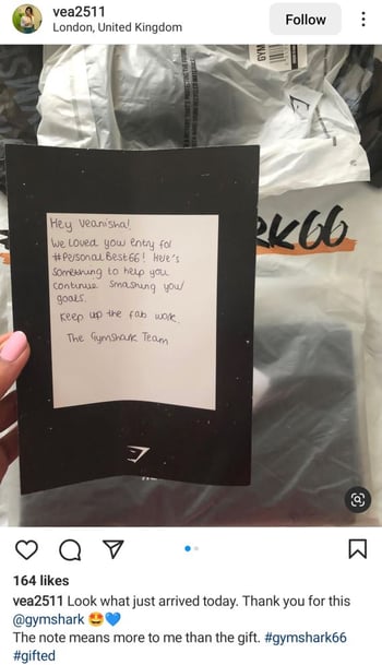 handwritten influencer gifting note example