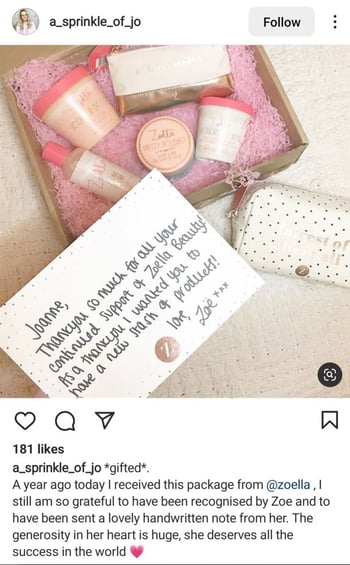 Zoella Gifting Note Example