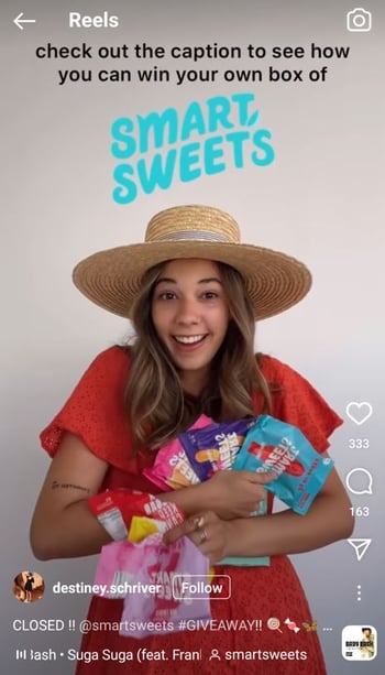 Smartsweets Instagram Giveaway Example