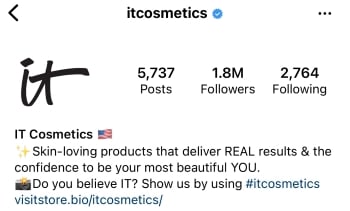 IT cosmetics hashtag example