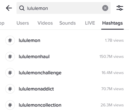 lululemon hashtag example