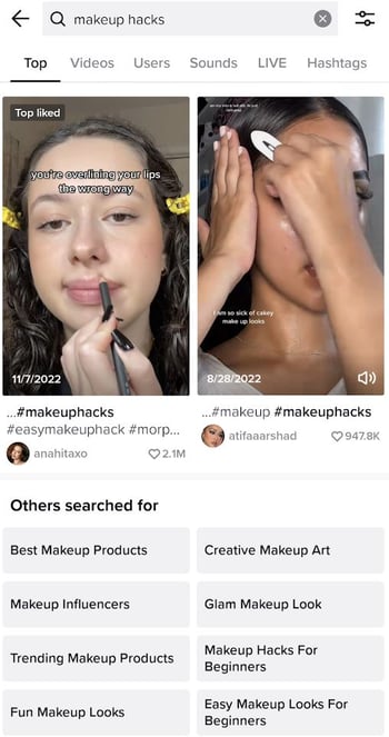 makeup hacks search on TikTok
