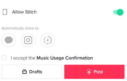 tiktok Music Usage Confirmation example