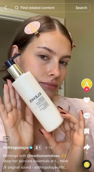 anthropologie branded post example on tiktok