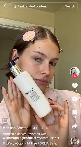 anthropologie tiktok micro-influencer post example