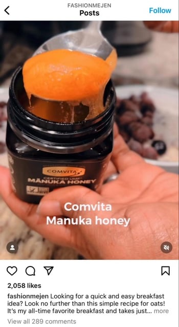 example of food micro-influencer content