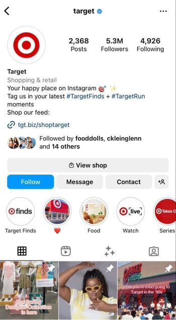 target influencer marketing example on Instagram