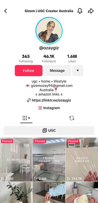 home creator tiktok profile