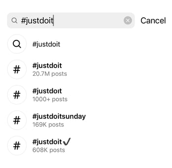 example of hashtags on Instagram