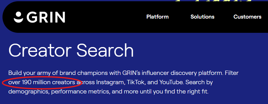 grin influencer database size