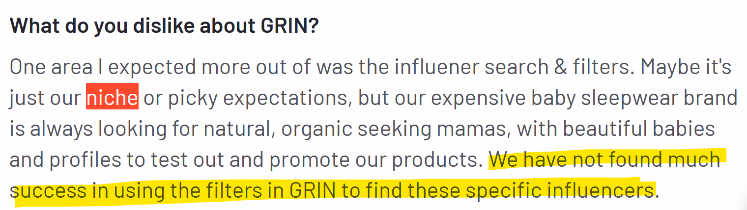 grin targeting concerns from g2 review