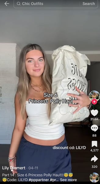 princess polly tiktok influencer community example