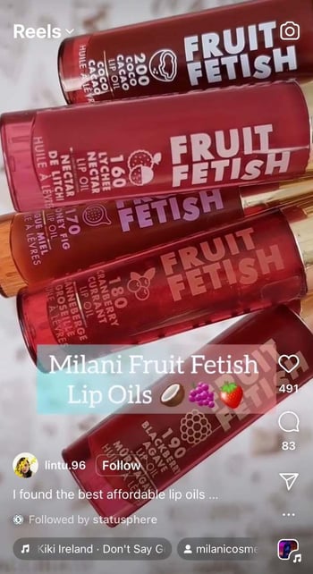 IG video with lip oils