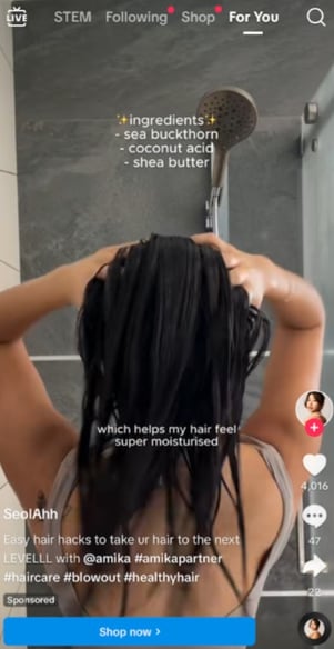 example of an influencer ad on tiktok