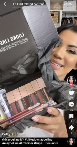 influencer gifting example from TikTok