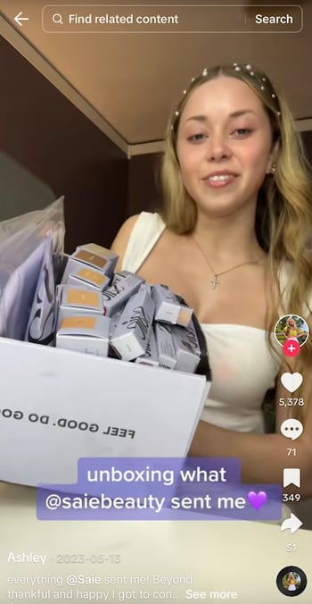 product seeding unboxing example on TikTok