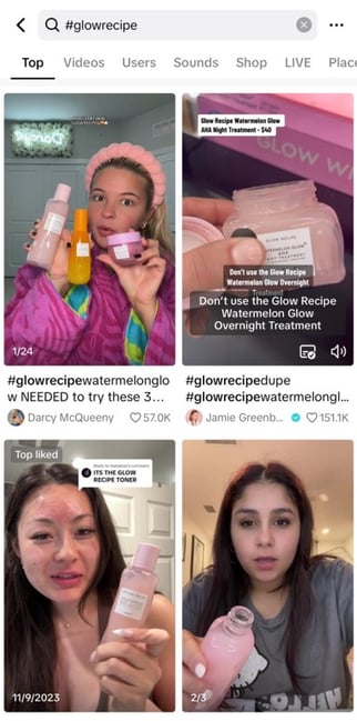 glowrecipe hashtag example