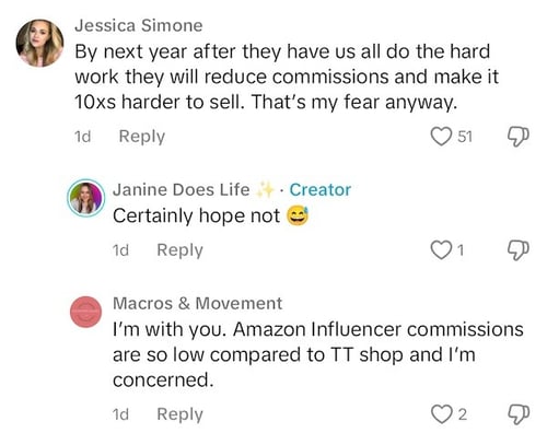 creators commenting on Amazon and TikTok's partnership