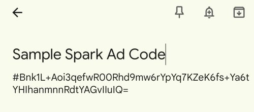 Sample TikTok Spark Ad Code