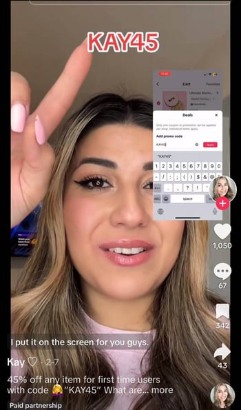 Tiktok shop example featuring ugc