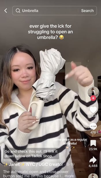 UGC example on tiktok