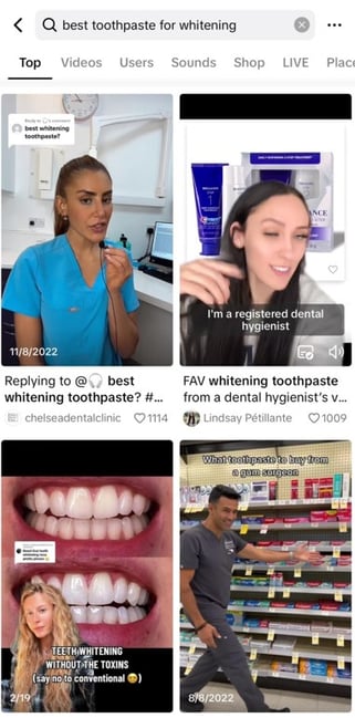 example of product search ok tiktok