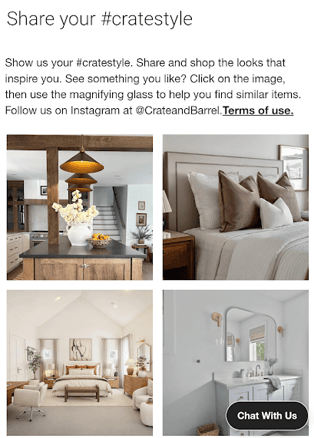 UGC image gallery example from crate and barrel