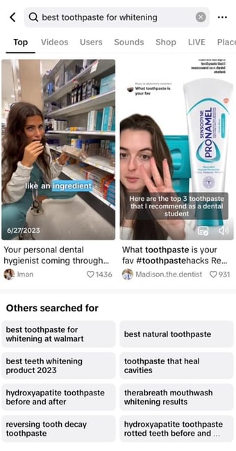 example of product search in tiktok