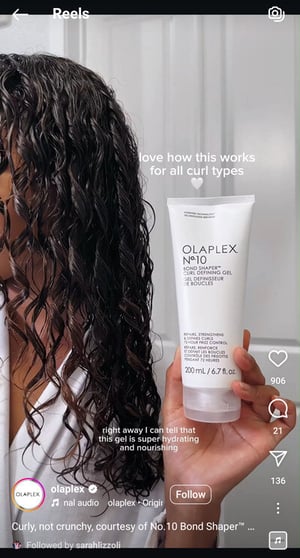 olaplex product reel on instagram