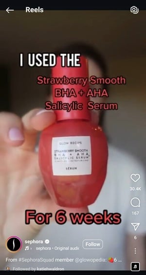 sephora instagram reels example