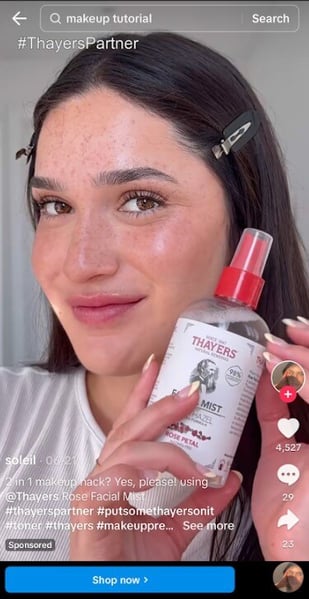 example of tiktok spark ad for thayers