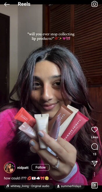 creator posting user-generated content for a beauty brand