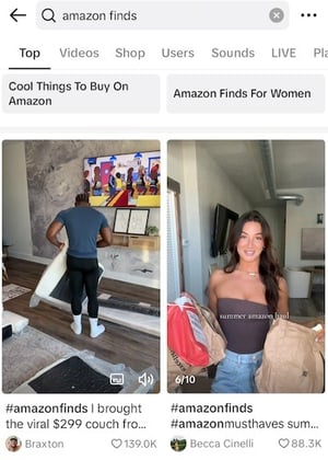 Amazon Finds videos on TikTok