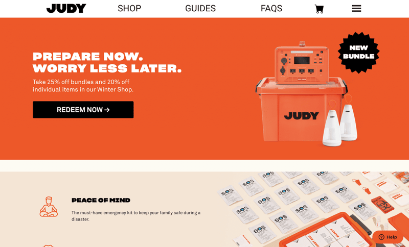 Judy website homepage