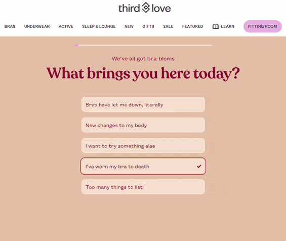 personalized bra quiz - third love