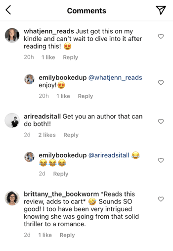 Instagram influencer comments
