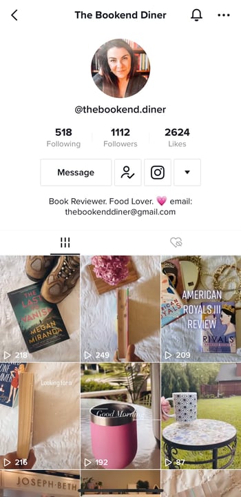 message button in tiktok influencer bio example