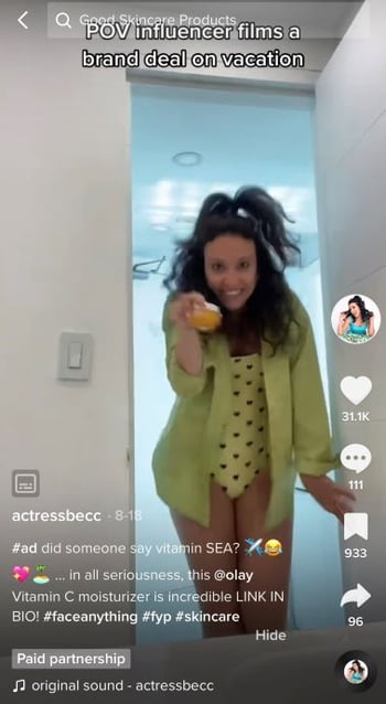 example of a viral influencer post on TikTok