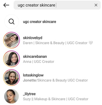UGC Creator Search on Instagram