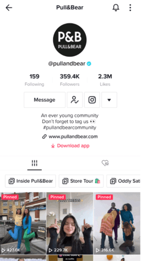 Pull&Bear tiktok profile - best brand on tiktok