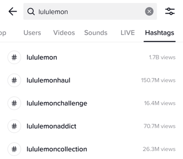 lululemon tiktok hashtags - best brands on tiktok