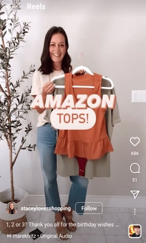 Amazon Fashion recommendations on Instagram Reels